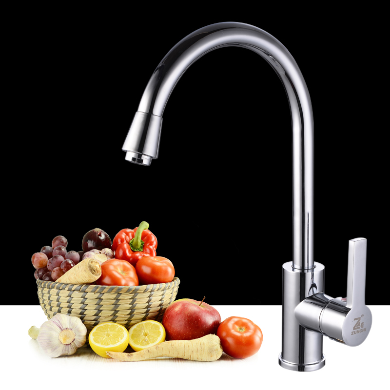 Modern Brass Kitchen Sink Faucet With Cold And Hot Water 