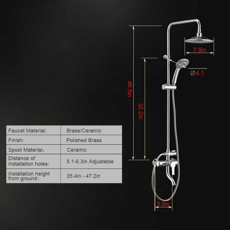 Fashion Outside Shower Faucet With Top And Hand Shower