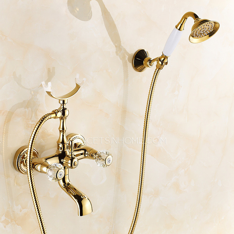 Vintage Gold Two Handle Bathtub Shower Faucet