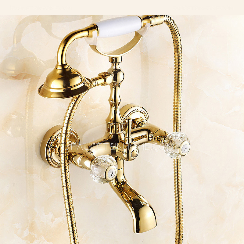 Vintage Gold Two Handle Bathtub Shower Faucet