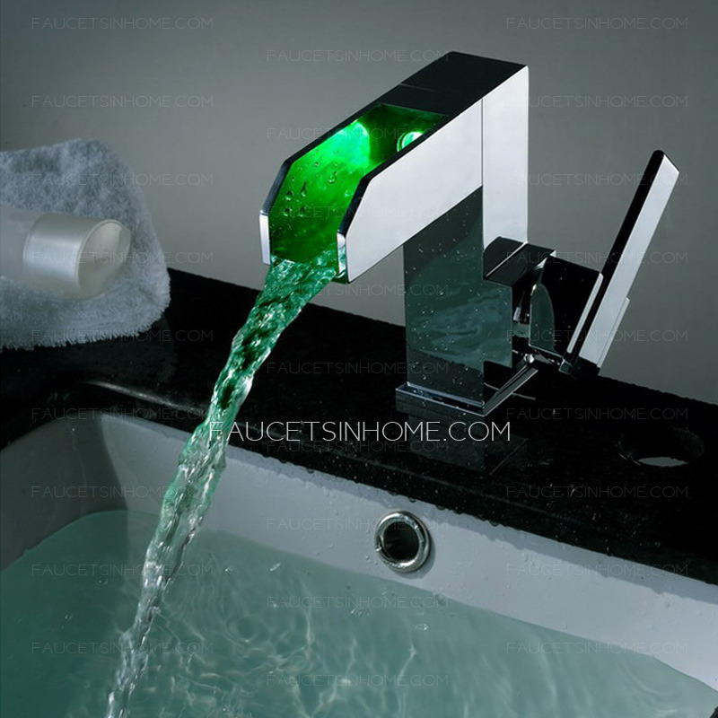 High End LED Waterfall Single Handle Bathroom Faucet 