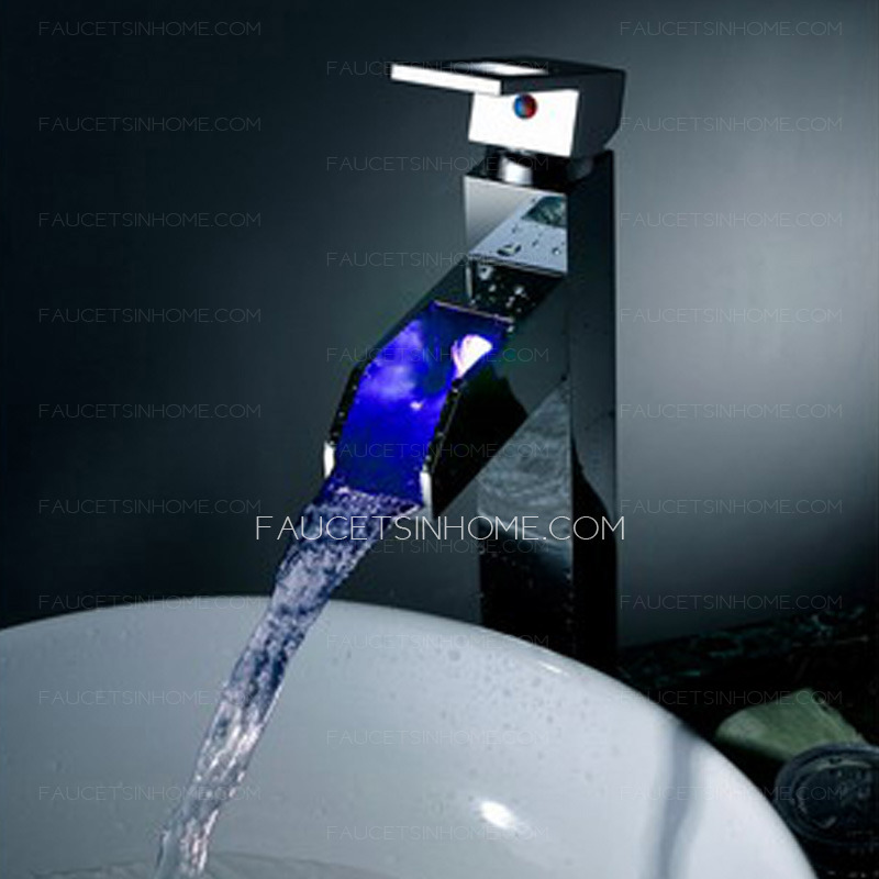 Design LED Brass Heightening Vessel Mounted Bathroom Faucet