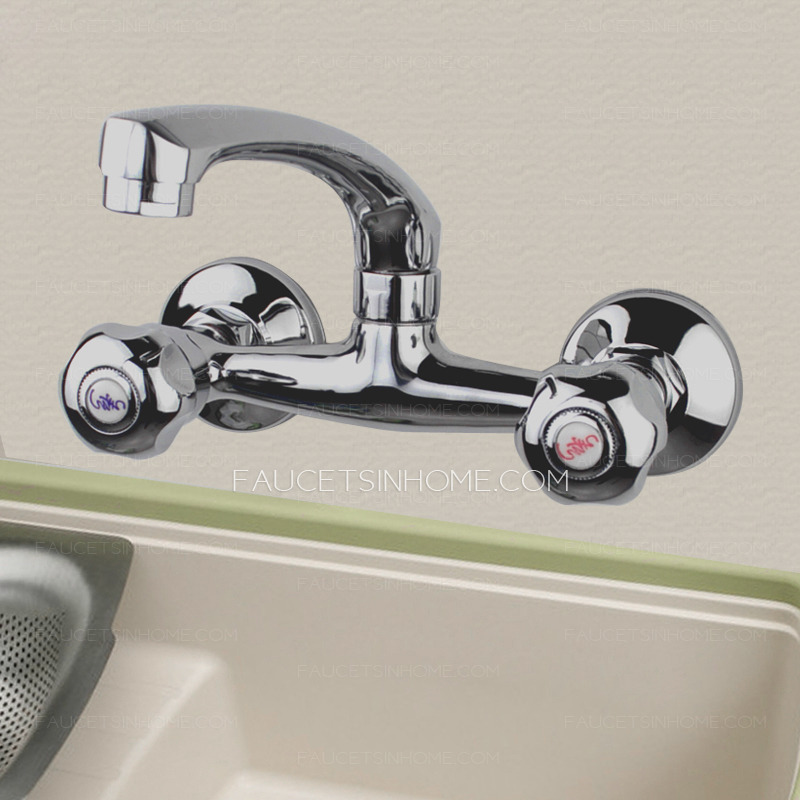 Best Two Holes Two Handles Wall Mounted Kitchen Sink Faucet