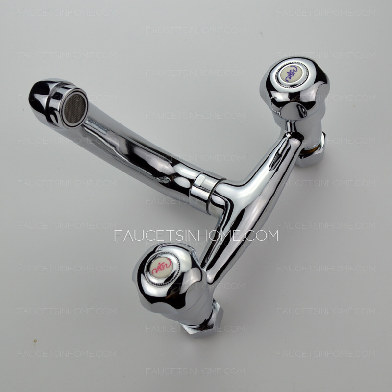 Best Two Holes Two Handles Wall Mounted Kitchen Sink Faucet