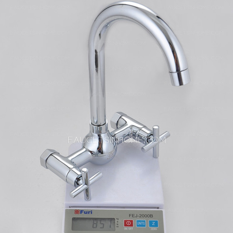 Unique Kitchen Faucet Of two Cross Handles and Wall Mounted