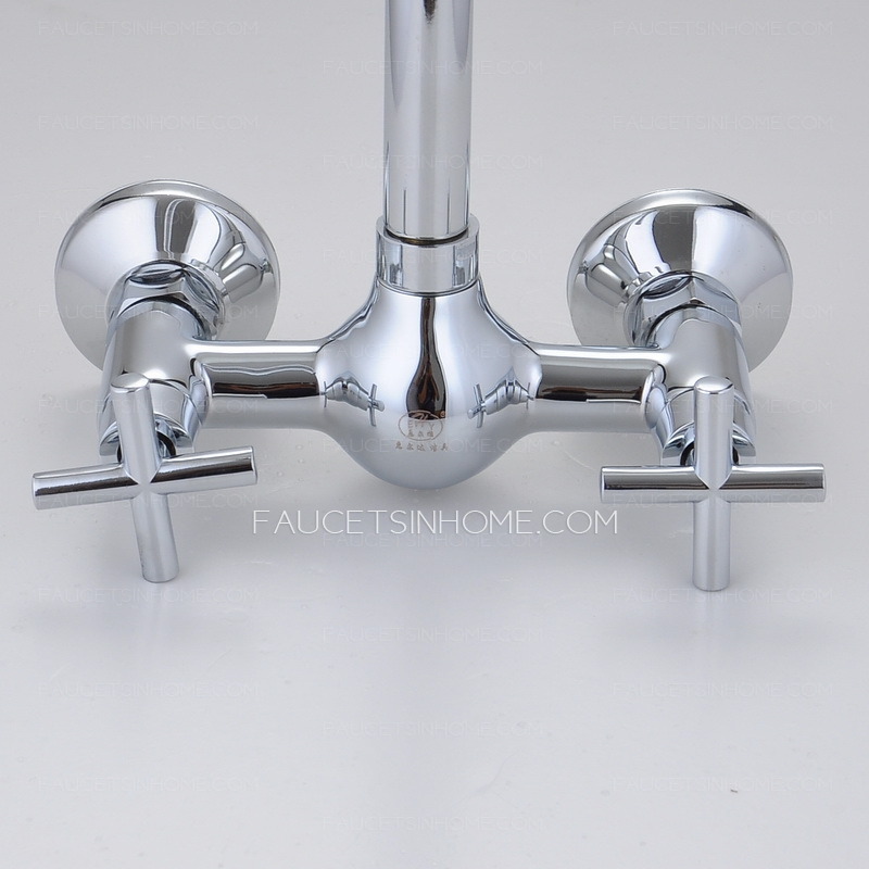Unique Kitchen Faucet Of two Cross Handles and Wall Mounted
