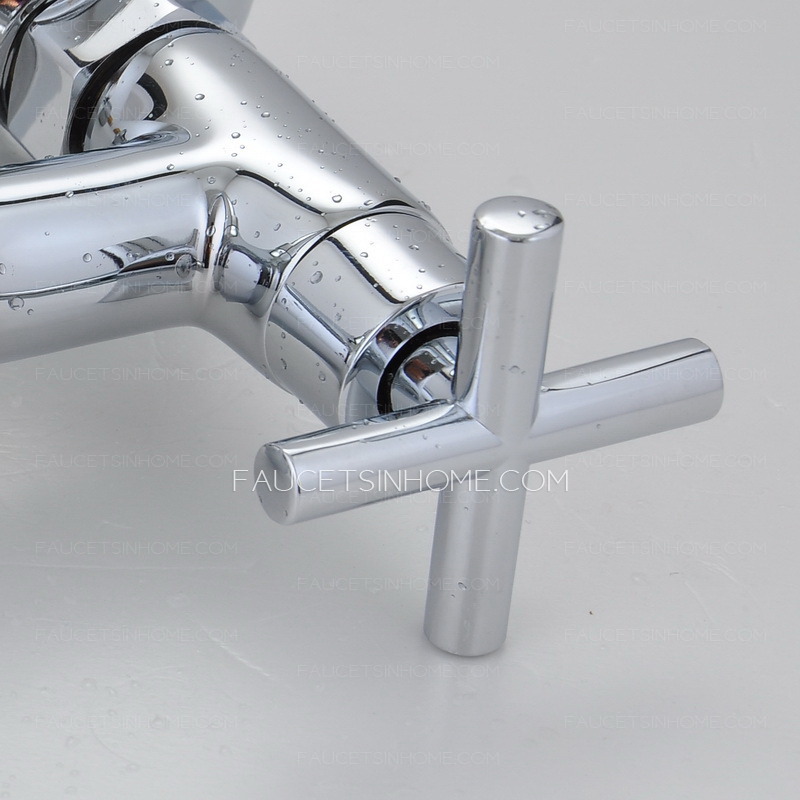 Unique Kitchen Faucet Of two Cross Handles and Wall Mounted