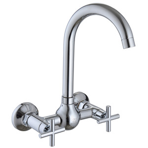 Unique Kitchen Faucet Of two Cross Handles and Wall Mounted
