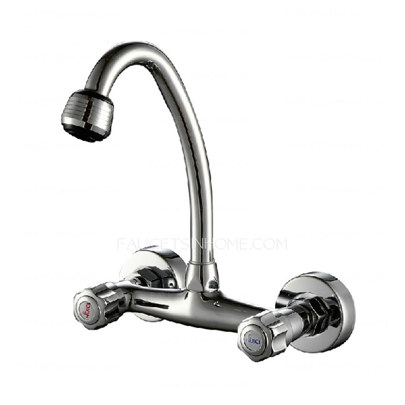 Cheap Cooper Wall Mounted Two Holes Kitchen Sink Faucet 