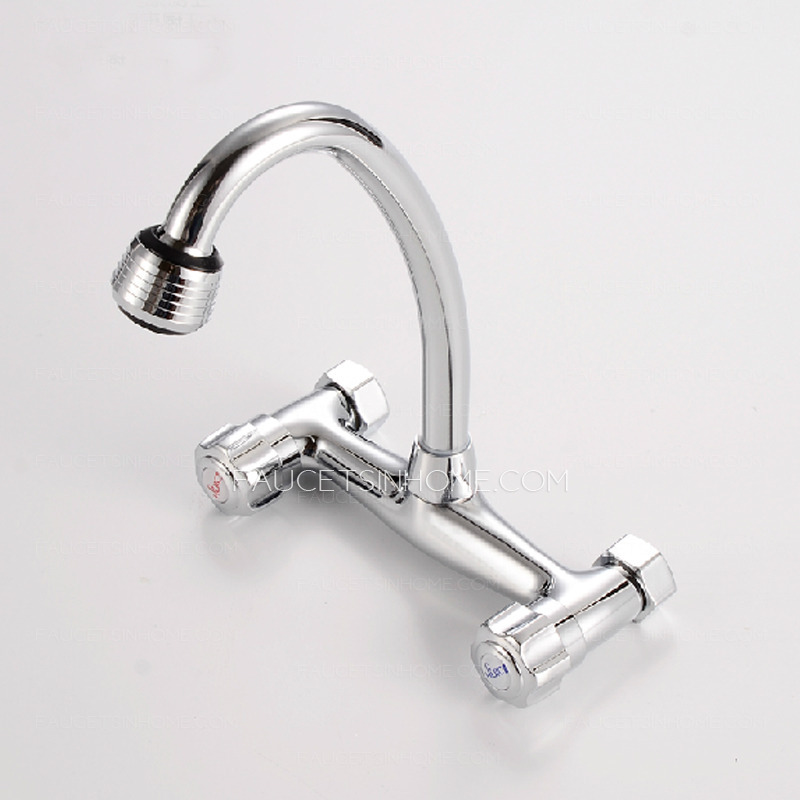 Cheap Cooper Wall Mounted Two Holes Kitchen Sink Faucet 