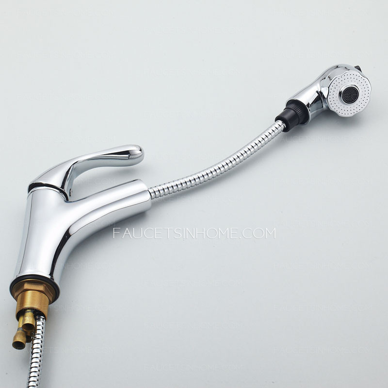 Contemporary Brass 360 Degree Rotatable Pullout Spray Bathroom Faucet