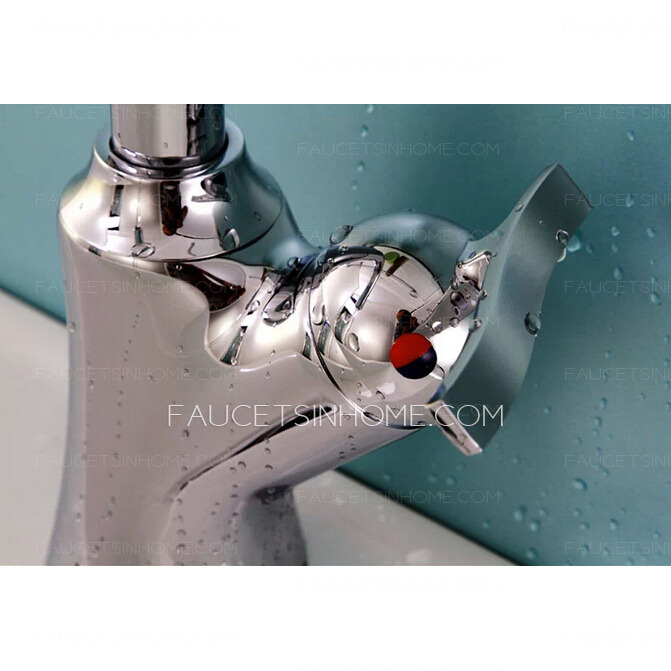 Simple Brass Rotatable Streamlined Thick Bathroom Faucet