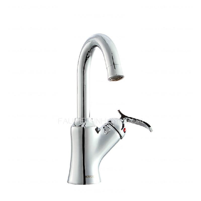 Simple Brass Rotatable Streamlined Thick Bathroom Faucet