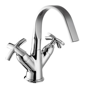 High End Waterfall Two Cross Handles Brass Bathroom Faucet