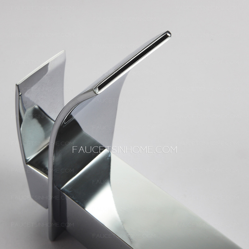 Luxury Waterfall Brass Square Shaped Bathroom Sink Faucet
