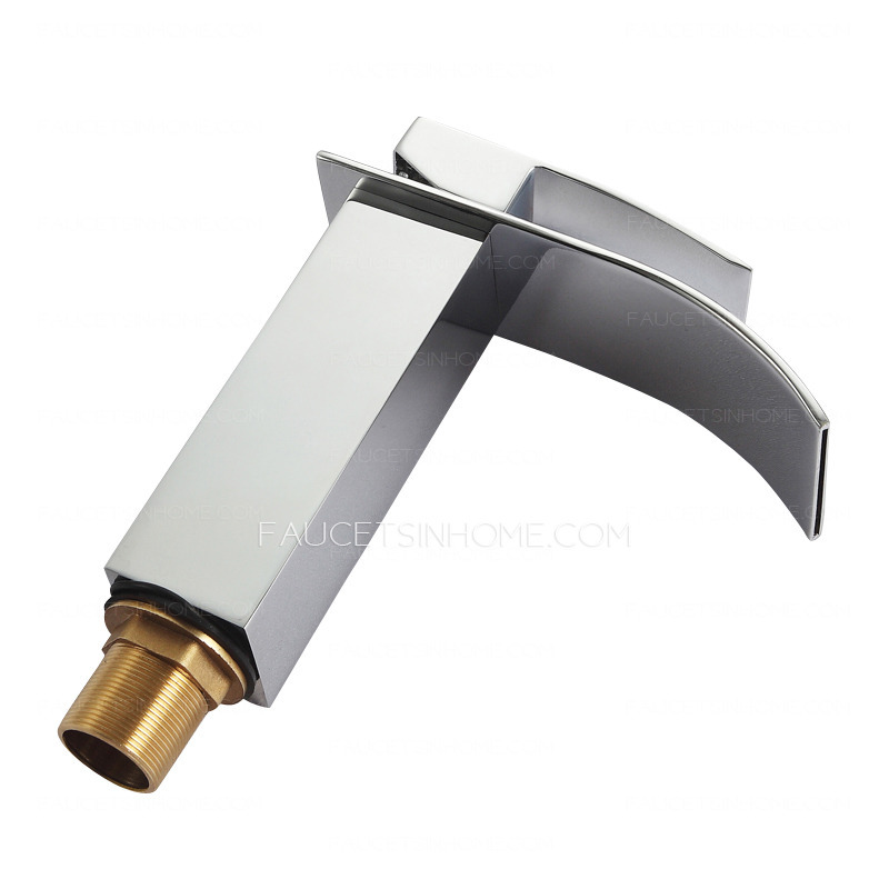 Luxury Waterfall Brass Square Shaped Bathroom Sink Faucet