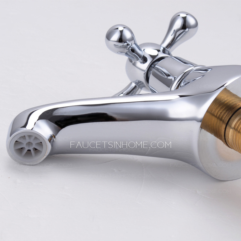 Small Single Cross Handle Cold Water Bathroom Sink Faucet 