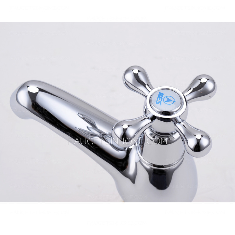 Small Single Cross Handle Cold Water Bathroom Sink Faucet 