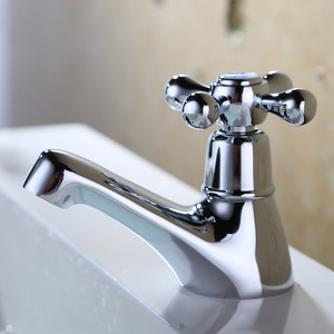 Small Single Cross Handle Cold Water Bathroom Sink Faucet 