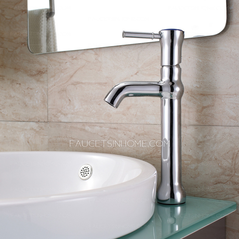 Modern Tall Brass Vessel Deck Mounted Bathroom Sink Faucet
