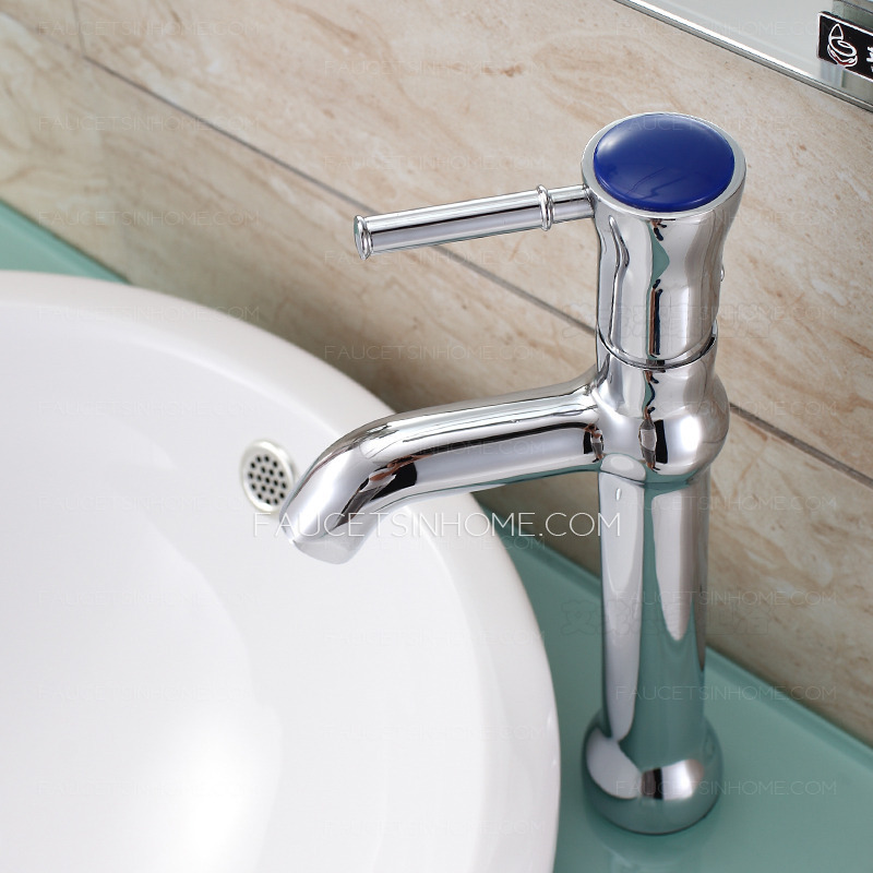 Modern Tall Brass Vessel Deck Mounted Bathroom Sink Faucet