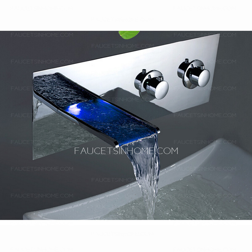 High End Wall Mounted Waterfall LED Sink Faucet