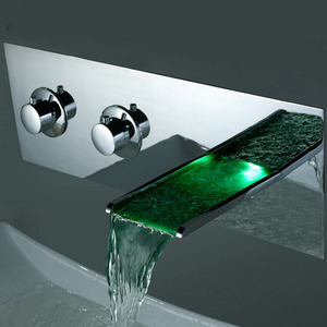 High End Wall Mounted Waterfall LED Sink Faucet