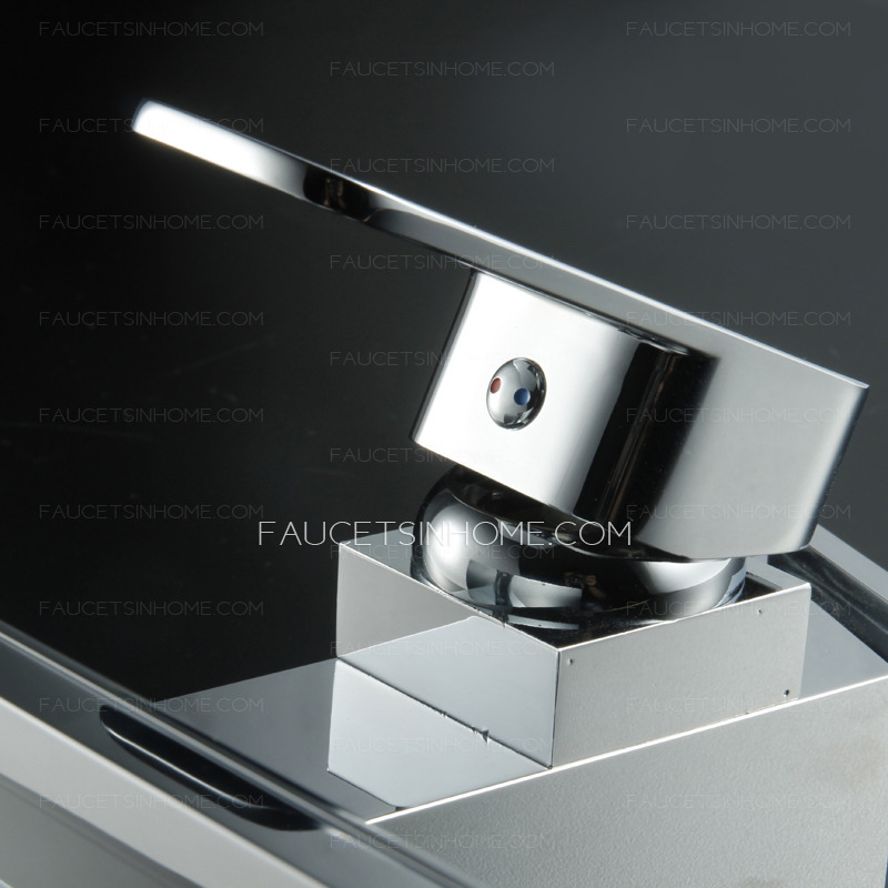 Top Rated Waterfall Brass Deck Mounted LED Sink Faucet 