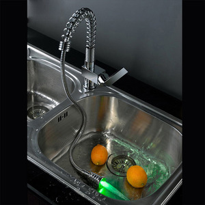 Convenient Pullout Spray Rotatable LED Kitchen Sink Faucet