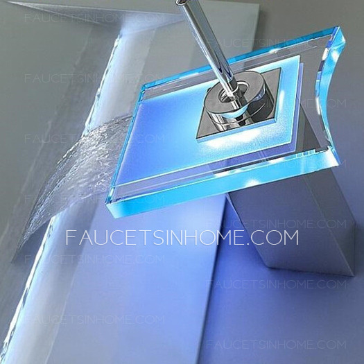 Discount LED Waterfall Faucet Of Glass Spout 