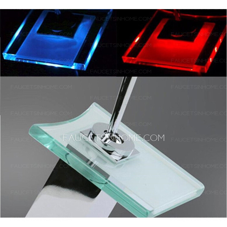 Discount LED Waterfall Faucet Of Glass Spout 