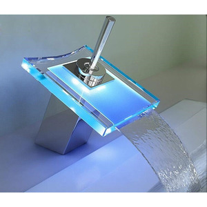 Discount LED Waterfall Faucet Of Glass Spout 