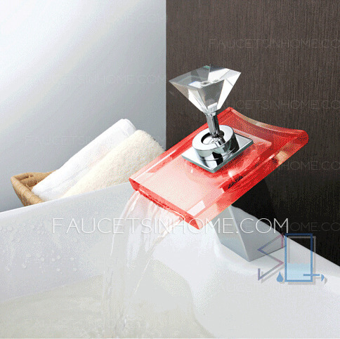 Cheap Waterfall Brass LED Bathroom Sink Faucet 