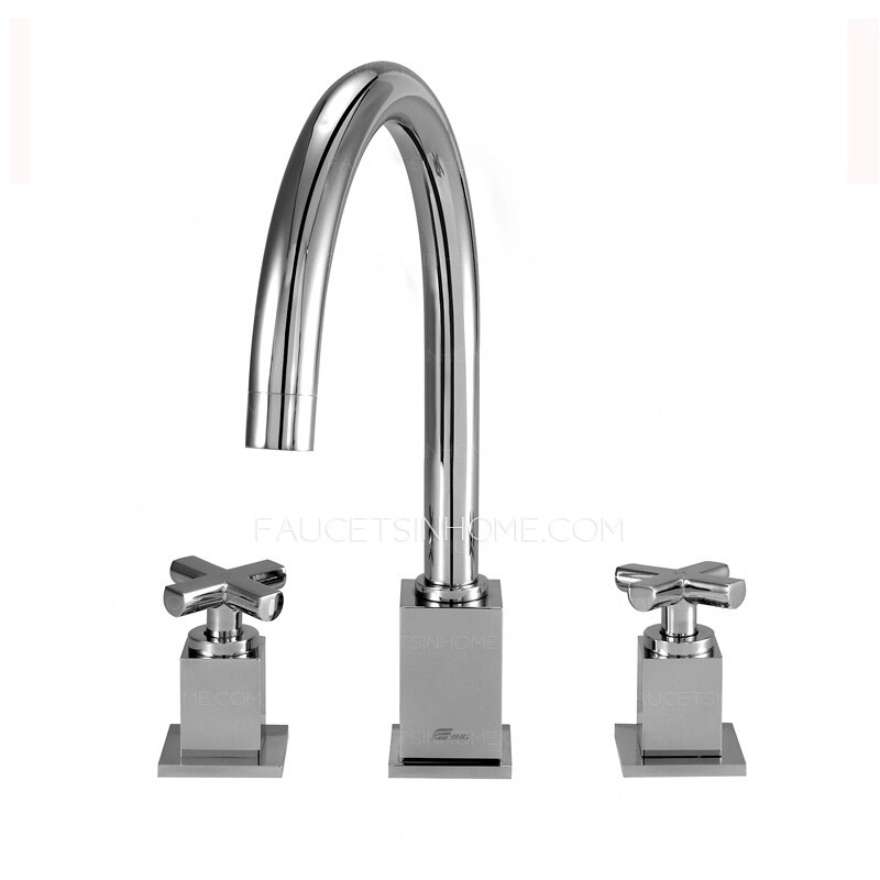 Modern Rotatable Five Holes Three Handles Bathtub Faucet 