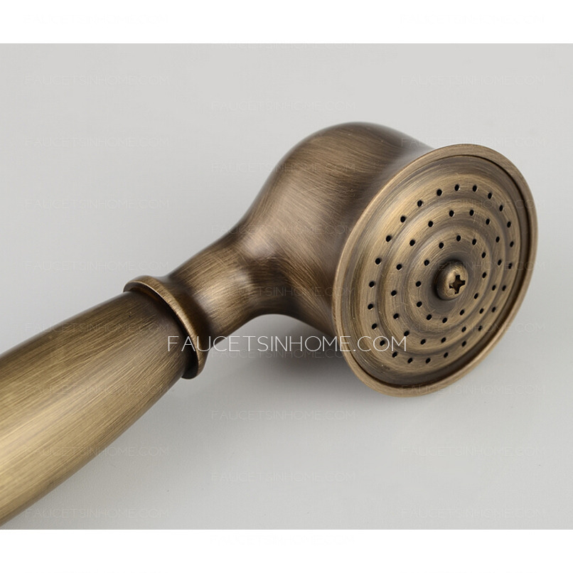 Antique Brass Sitting Bathtub Faucet With Hand Held Shower