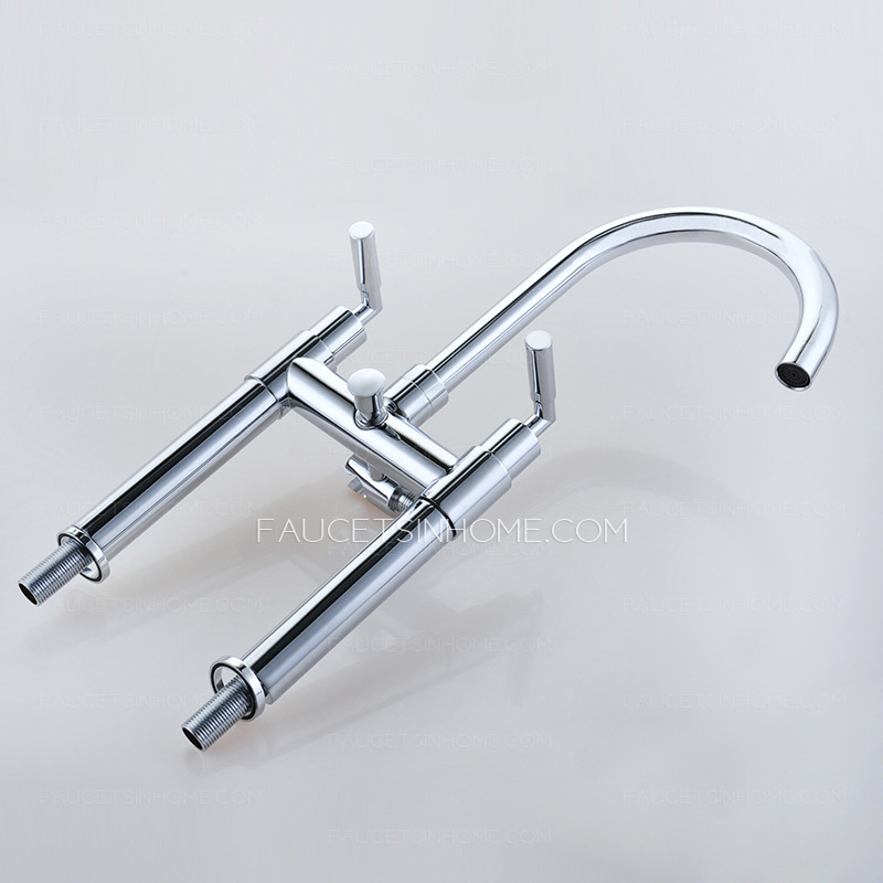 Freestanding Brass Bathtub Faucet With Hand Held Shower