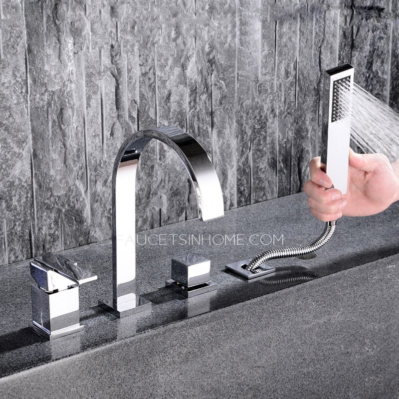 High End Brass Four Holes Bathtub And Shower Faucet 