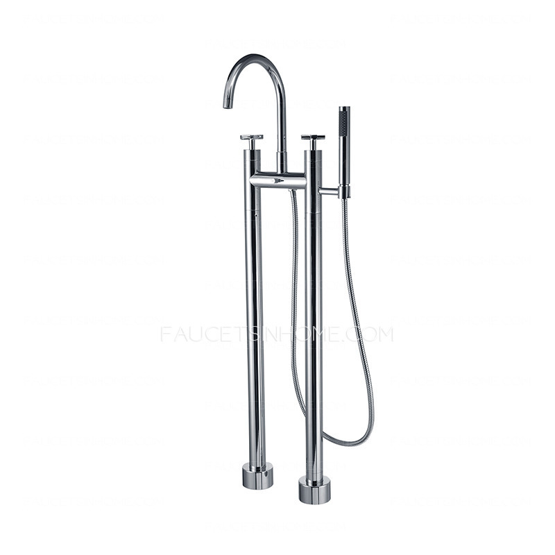 Modern Brass Two Cross Handles Bathtub Shower Faucet 