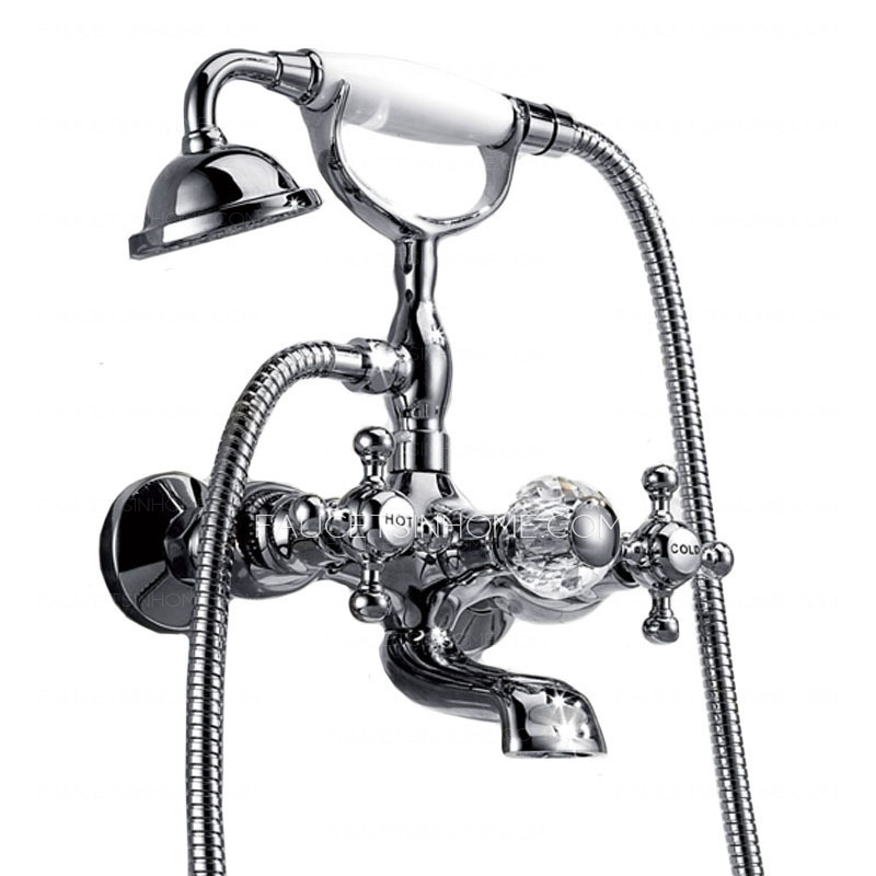 Luxury Silver Vintage Wall Mount Bathtub Shower Faucet