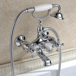 Luxury Silver Vintage Wall Mount Bathtub Shower Faucet