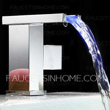 Designed Waterfall Sqaure Single Handle LED Automatic Sink Faucet