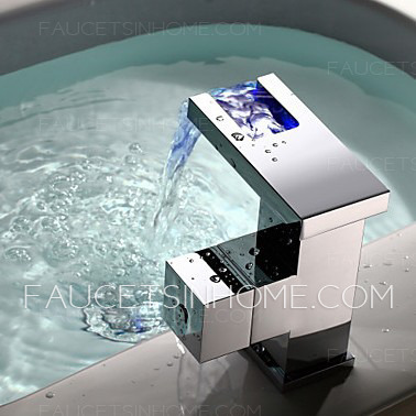 Designed Waterfall Sqaure Single Handle LED Automatic Sink Faucet