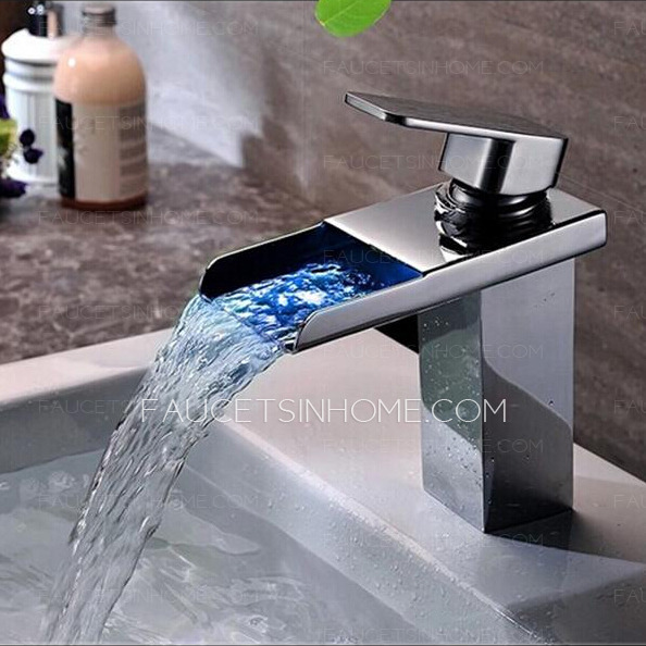 Silver Waterfall Automatic LED Sink Faucet