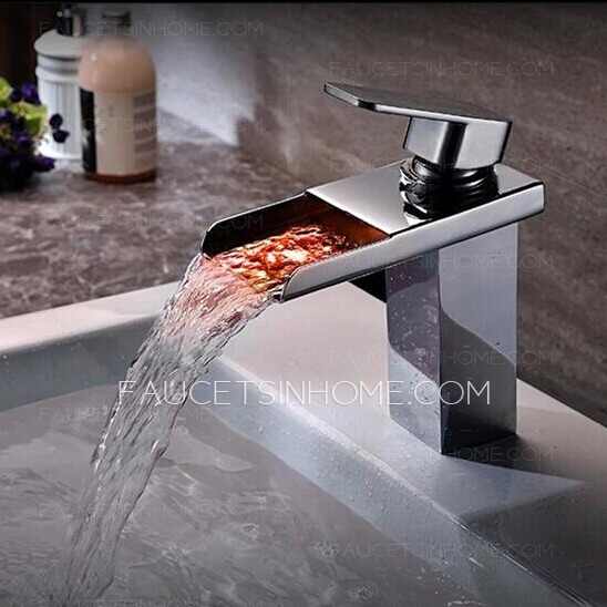 Top Rated Silver Waterfall Automatic LED Sink Faucet