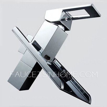 Modern Tall Square Shaped Waterfall LED Automatic Sink Faucet