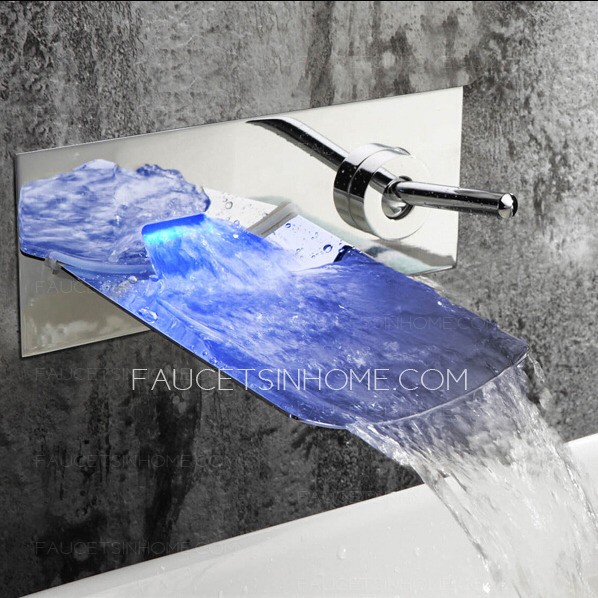 Fashion Waterfall Wall Mounted LED Automatic Faucet