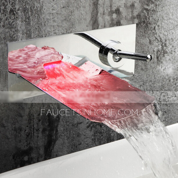 Fashion Waterfall Wall Mounted LED Automatic Faucet