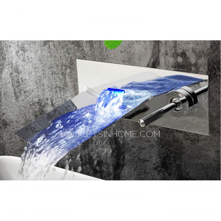 Fashion Waterfall Wall Mounted LED Automatic Faucet