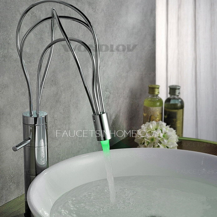 Cool Vessel Tall Automatic Sensing LED Bathroom Sink Faucet