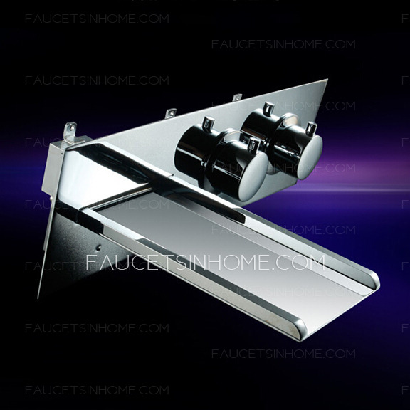 Professional Waterfall Wall Mounted Two Handles LED Faucet